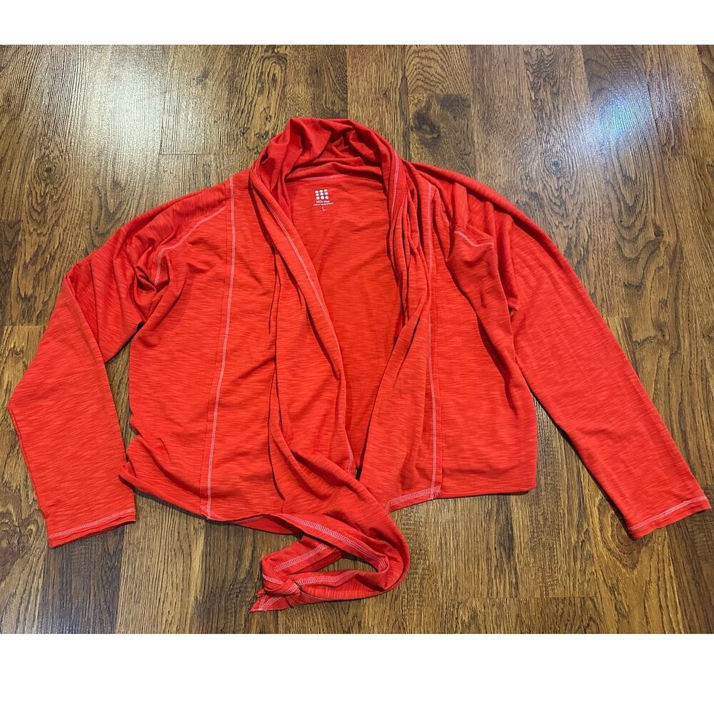 Title Nine Lightweight Wrap Cardigan Women’s Large Red Open Front Casual Layer